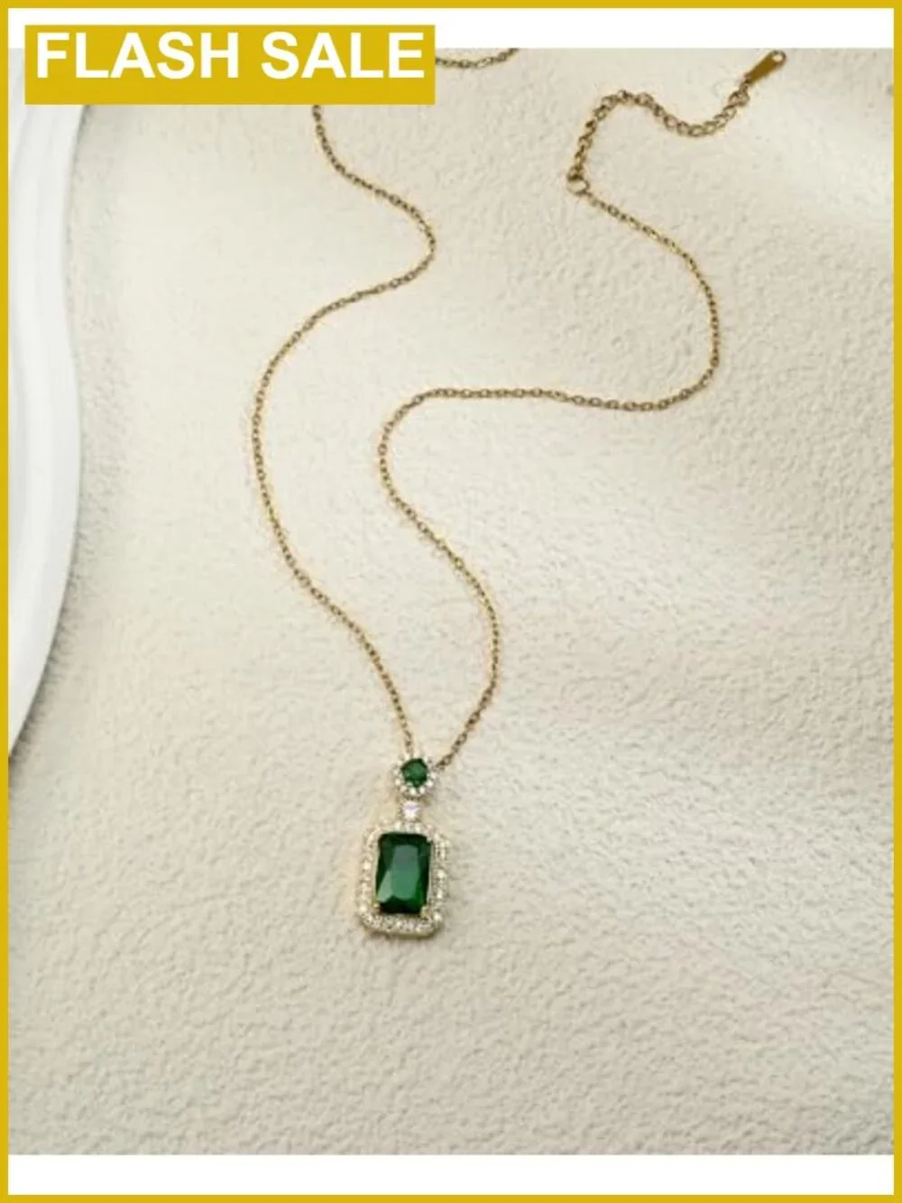 14k Gold Plated Pendant Necklace Adjustable Cubic Zirconia